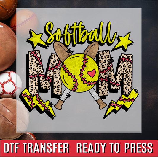 Softball Mom Retro Cheetah DTF Transfer