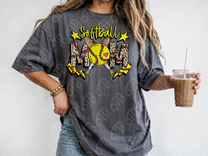Softball Mom Retro Cheetah DTF Transfer