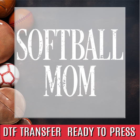 Softball Mom distressed text DTF Transfer