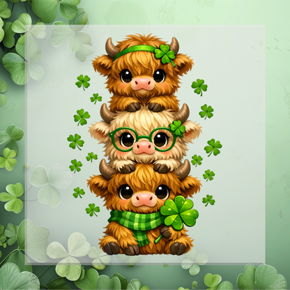 St. Patrick's Highland Cow DTF Transfer