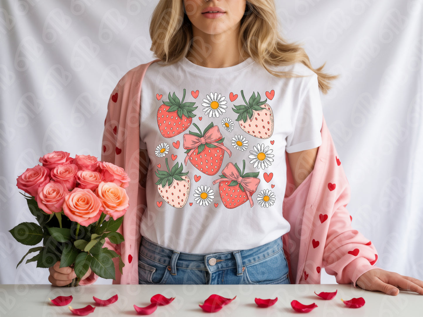 Coquette Valentine's Strawberries DTF Transfer