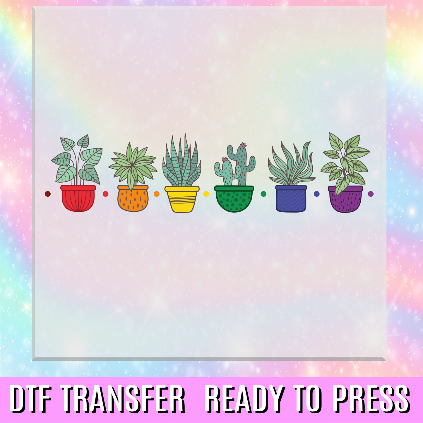 Subtle LGBTQ Pride Flower Pots DTF Transfer