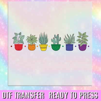 Subtle LGBTQ Pride Flower Pots DTF Transfer