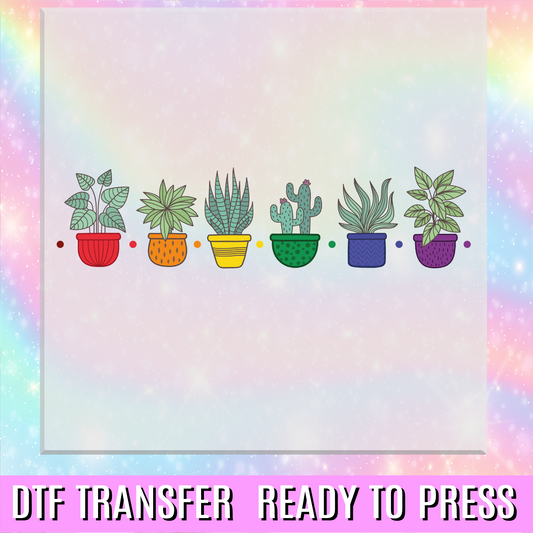 Subtle LGBTQ Pride Flower Pots DTF Transfer