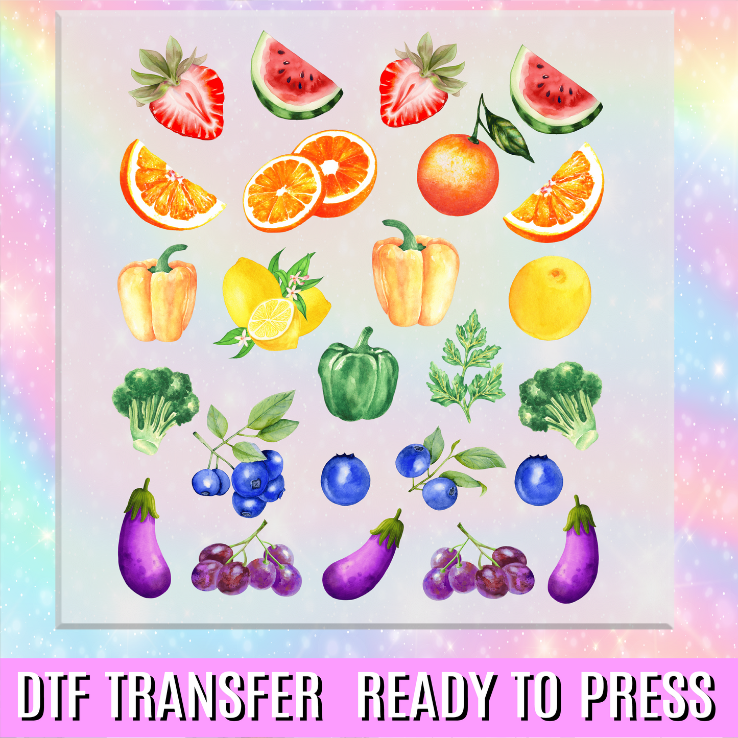 Subtle LGBTQ Pride Fruits and Veggies DTF Transfer
