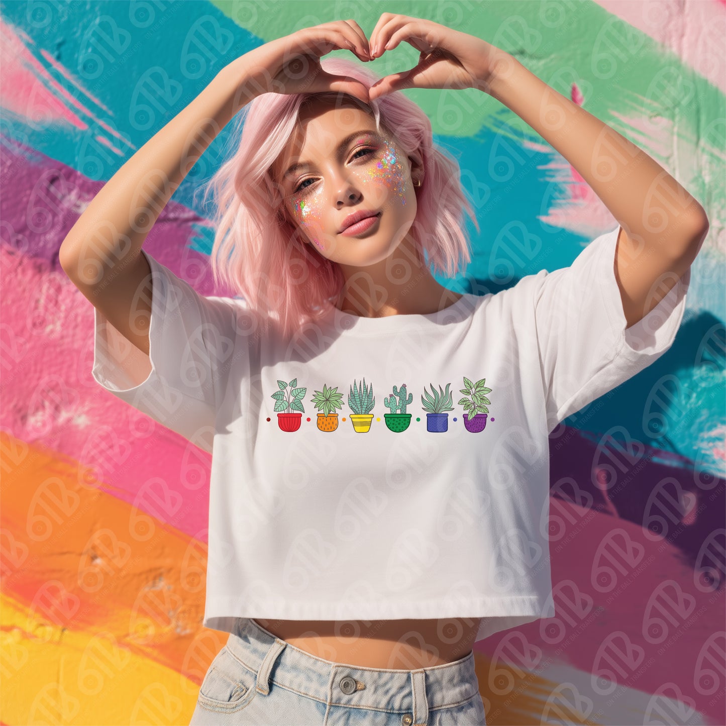 Subtle LGBTQ Pride Flower Pots DTF Transfer