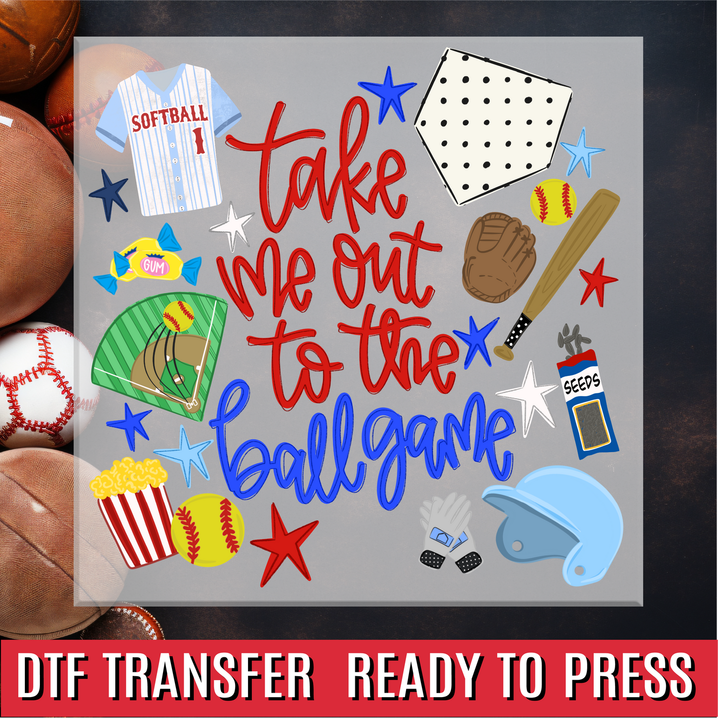 Take me out to the ballgame DTF Transfer