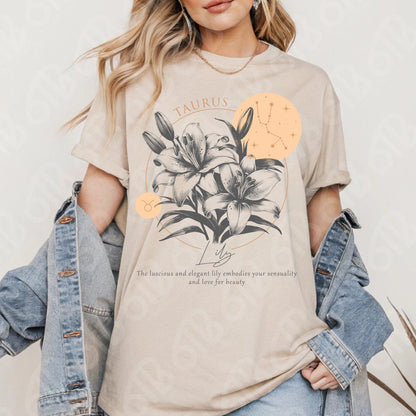 Taurus Zodiac Flowers DTF Transfer
