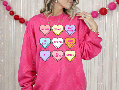 Teacher Conversation Hearts DTF Transfer