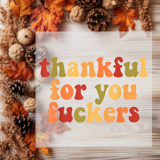 Thankful For You Fuckers Colorful DTF Transfer