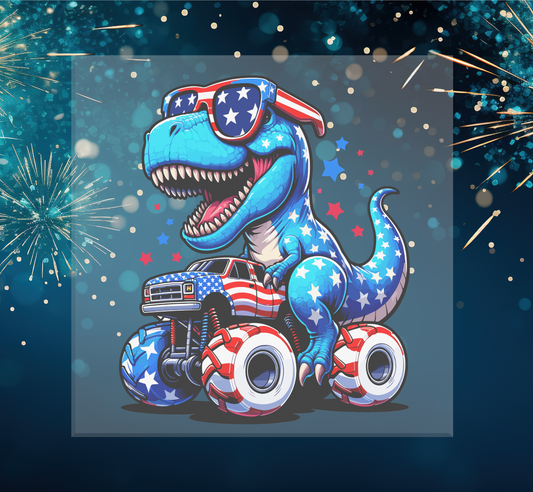 Patriotic T-Rex Monster Truck DTF Transfer
