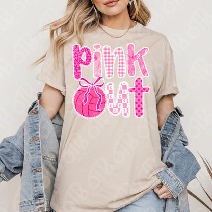 Preppy Volleyball Pink Out DTF Transfer