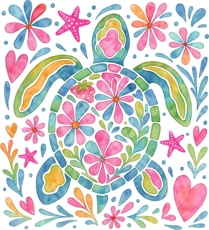 Watercolor Turtle DTF Transfer