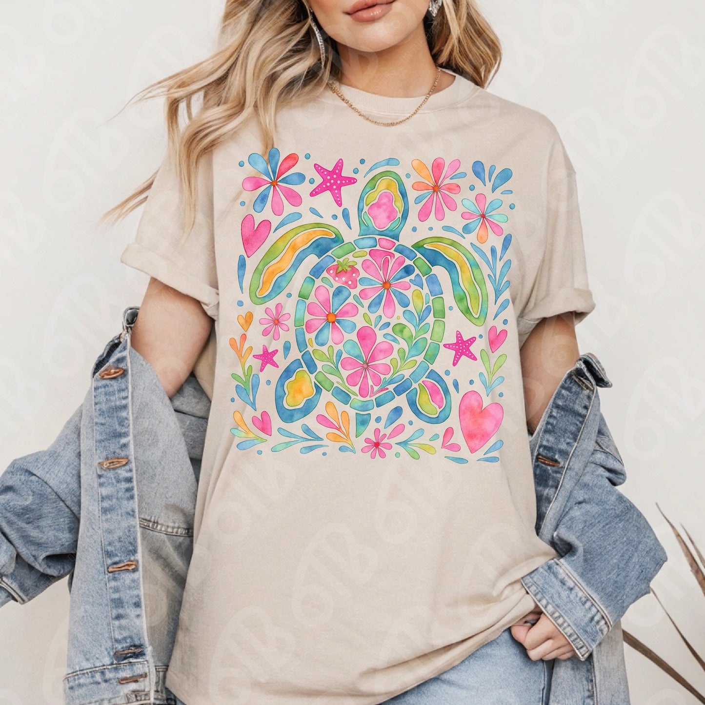 Watercolor Turtle DTF Transfer