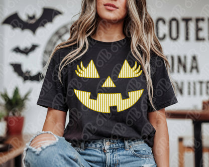 Yellow Pumpkin Face DTF Transfer